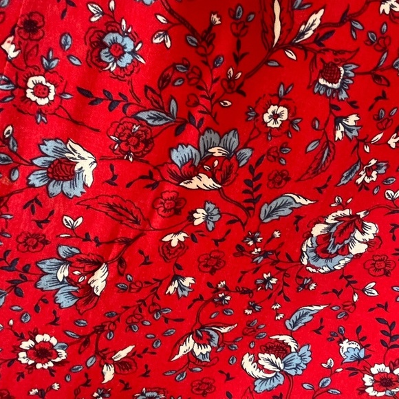 Japna Red Strapless Floral Maxi Tank Dress Side Leg Slit Elastic Waist Size L - Picture 6 of 7